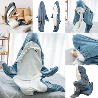 Adult Shark Blanket Animal Cosplay Jumpsuit Soft Comfortable Hooded Shark  Sleeping Bag Blanket Wearable Shark Tail Blanket Homewear