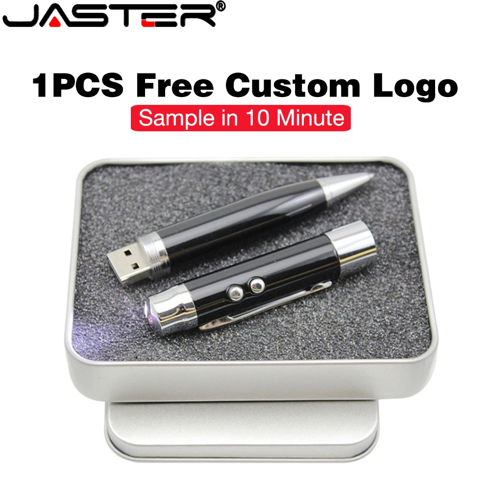 JASTER Metal Box USB Drive Flash 128GB Free Custom Logo Circular Pen ...