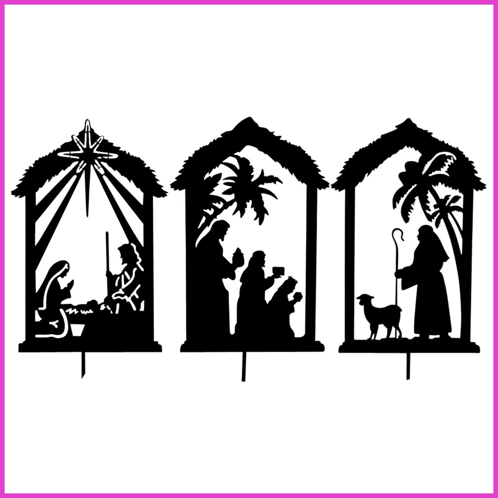 Black Nativity Scene Outdoor Christmas Metal Stakes Outdoor Nativity