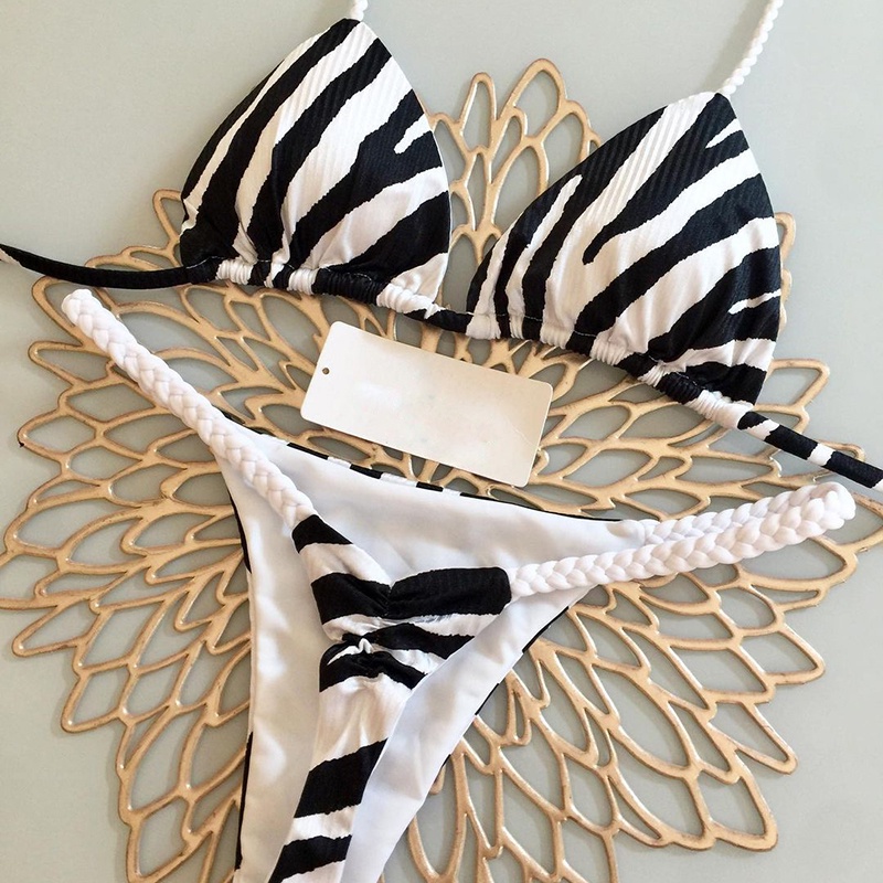 Swimwear Women Sexy Thong Swimsuit Zebra Print Bikini Bathing Suit 2023