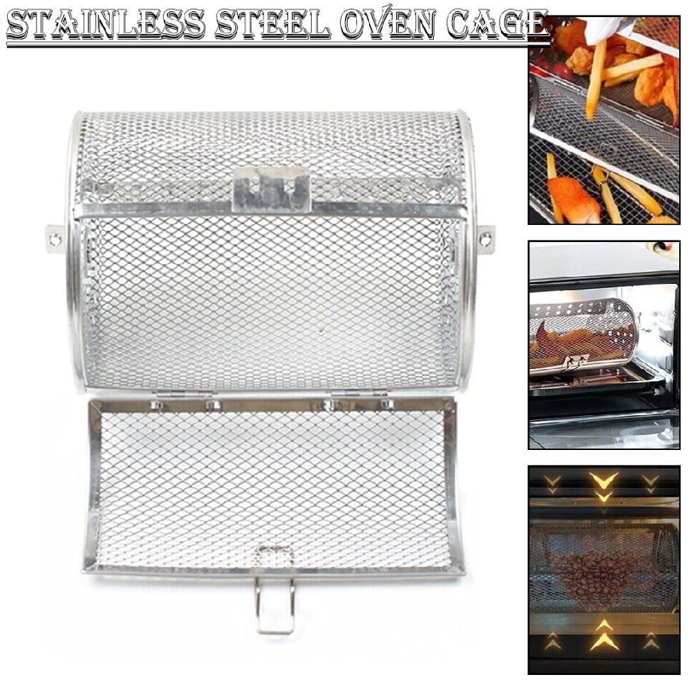 Rotisserie Basket Air Fryer Oven Cages 360° Rotatable Stainless Steel