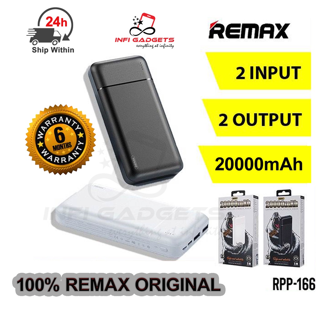 100% Original Remax RPP-166 Lango Series 20000mAh Power Bank 2.1A Dual ...
