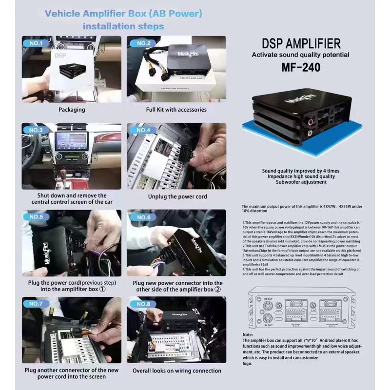 MUSICFIRE DSP PLUG & PLAY OEM ANDROID PLAYER 4 CH DSP Power Amplifier ...