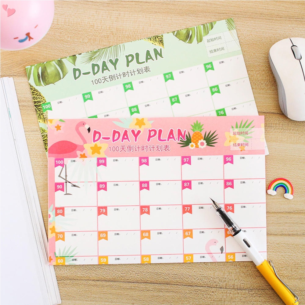 D-Day 100 Calendar Plan Paper 100 Days Countdown Schedule Wall ...