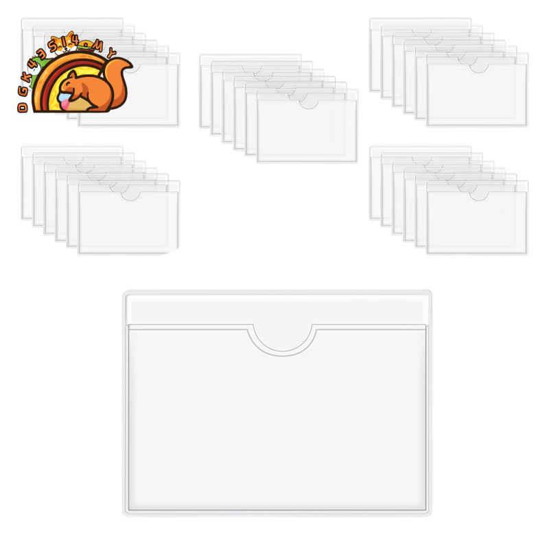 60Pcs Self-Adhesive Label Holder Card Pockets Label Holder Clear ...