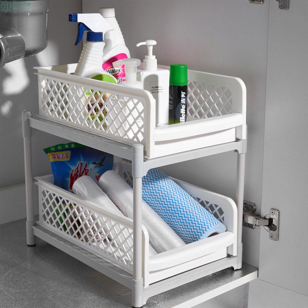 TL 2Tier Under Sink Organizer Kitchen Drawer Bathroom Storage Racks