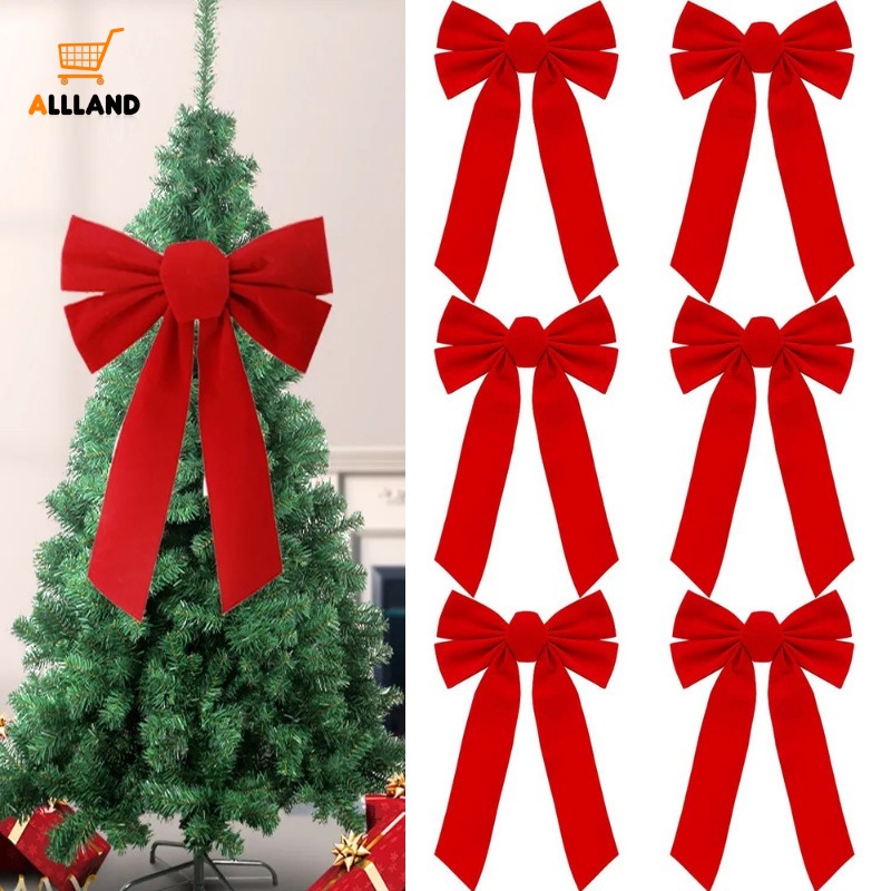 Large Christmas Tree Topper Bow/ Red Velvet Bow For Wreath Decor/ Xmas ...