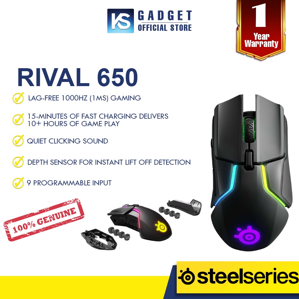 AUTHORIZED SteelSeries Rival 650 Wireless RGB Gaming Mouse