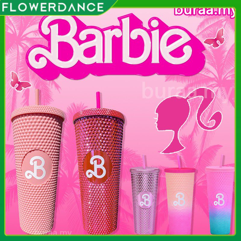 Pink Barbi Cup, Barbie Party Supplies Barbies Movie Straw Water Bottle
