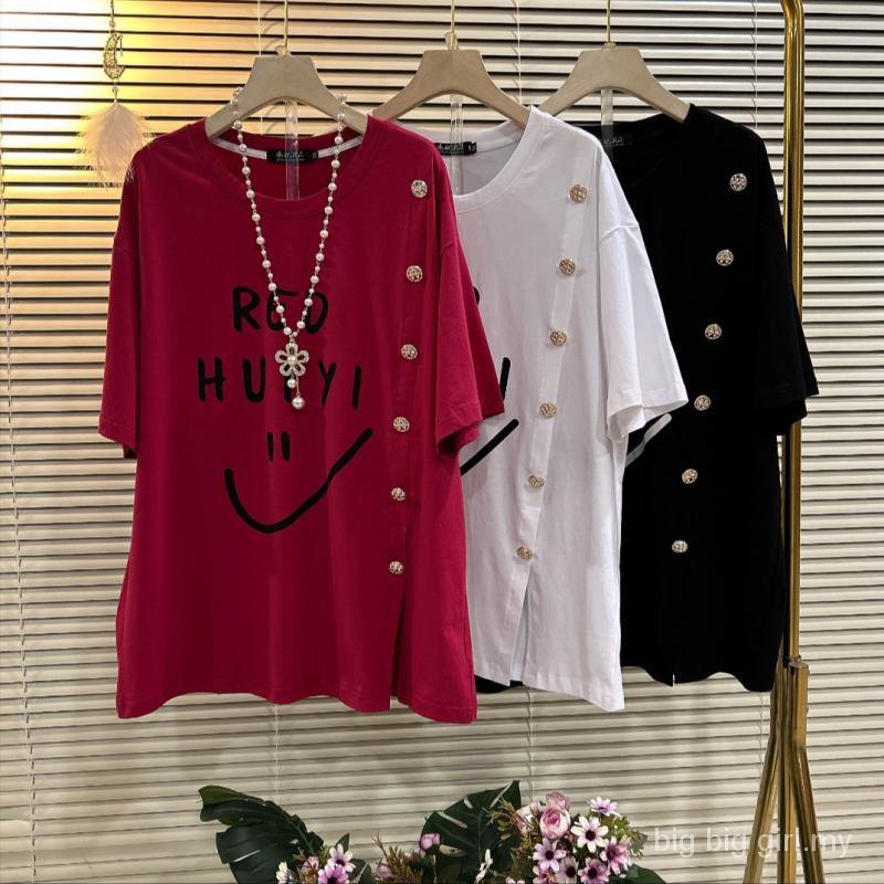 Plus Size】(50-150Kg)夏季新款胖MM2-300斤大码宽松遮肉中长款 Plus Size】(50-150Kg)夏季新款胖MM2-300斤大码宽松遮肉中长款