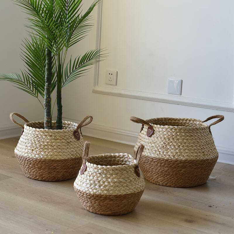 ♥Ready Stock♥ Woven Rattan Flower Pot Nordic Rustic Seagrass Basket ...