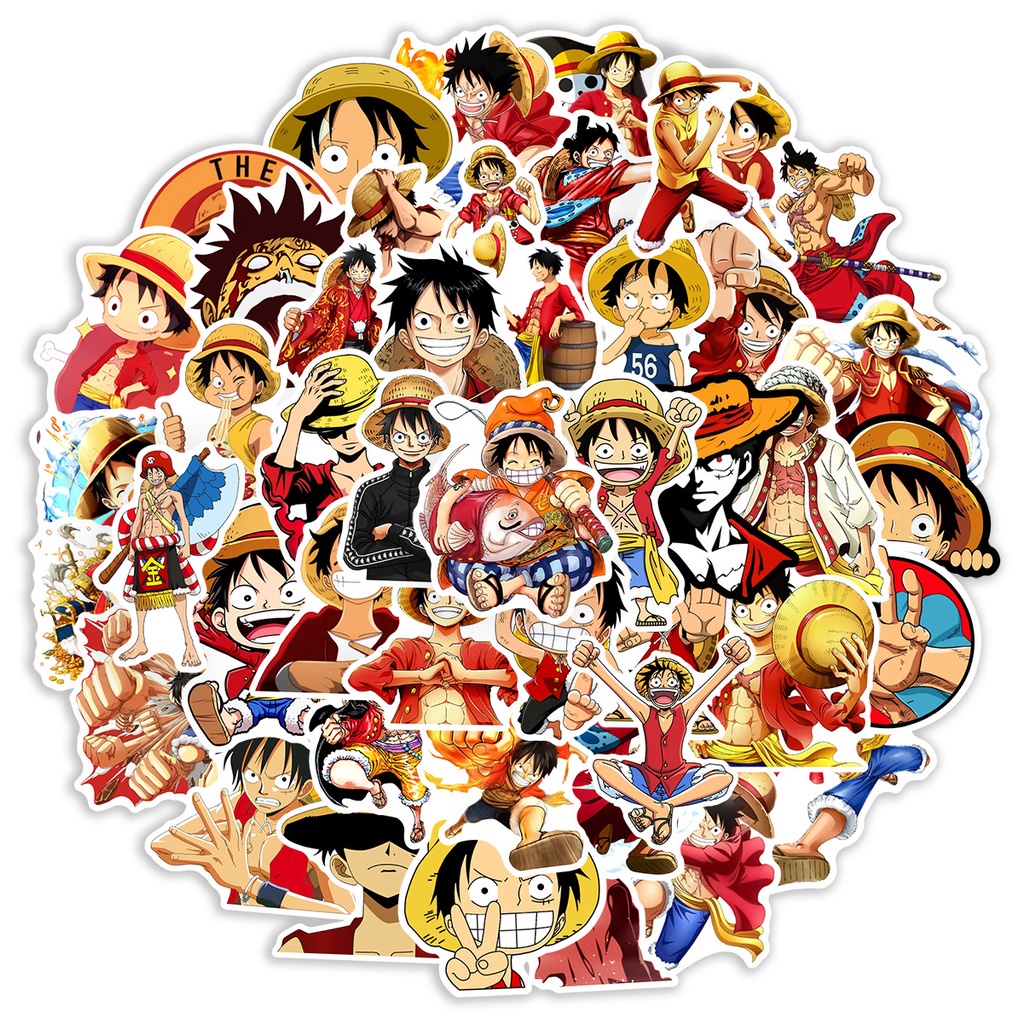 STRAW HAT LUFFY 50 pcs DIY Waterproof Non Repeating Stickers Pack ...