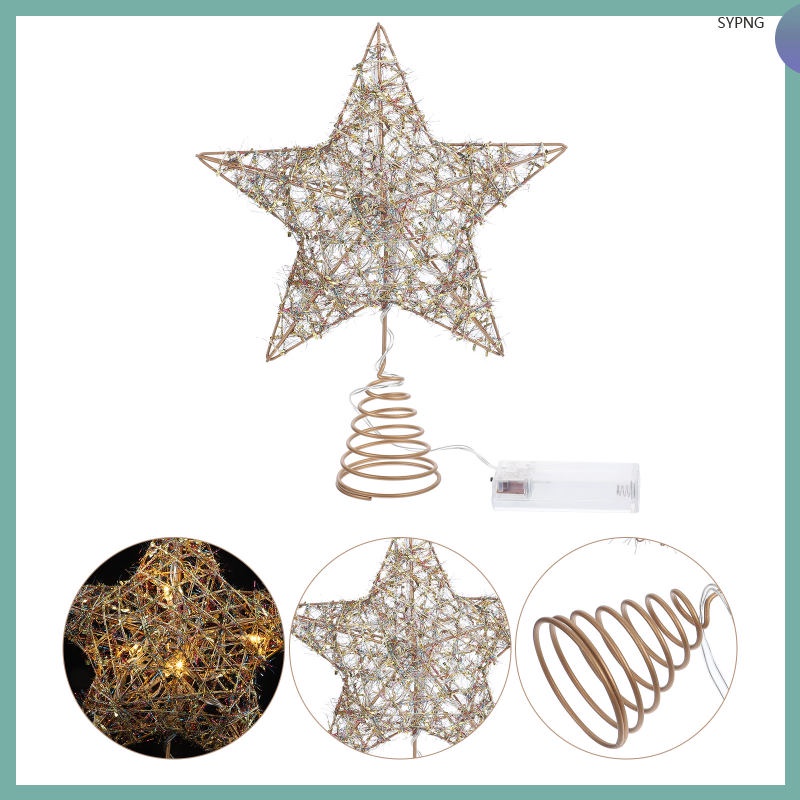 Tree Star Topper Christmas Light Xmas Treetop Ornament Lighted Hollow