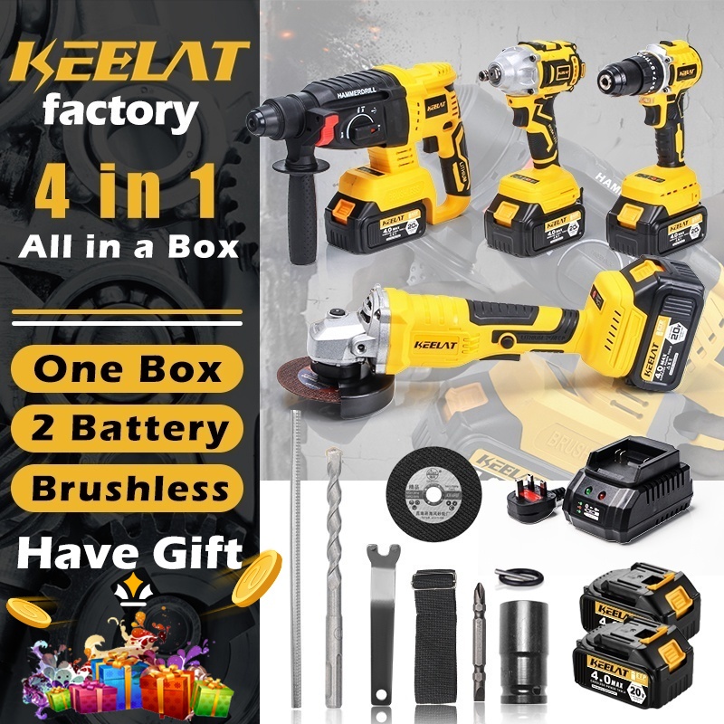 keelat New Super Combo Set 4 in 1 Brushless Cordless Drill Impact