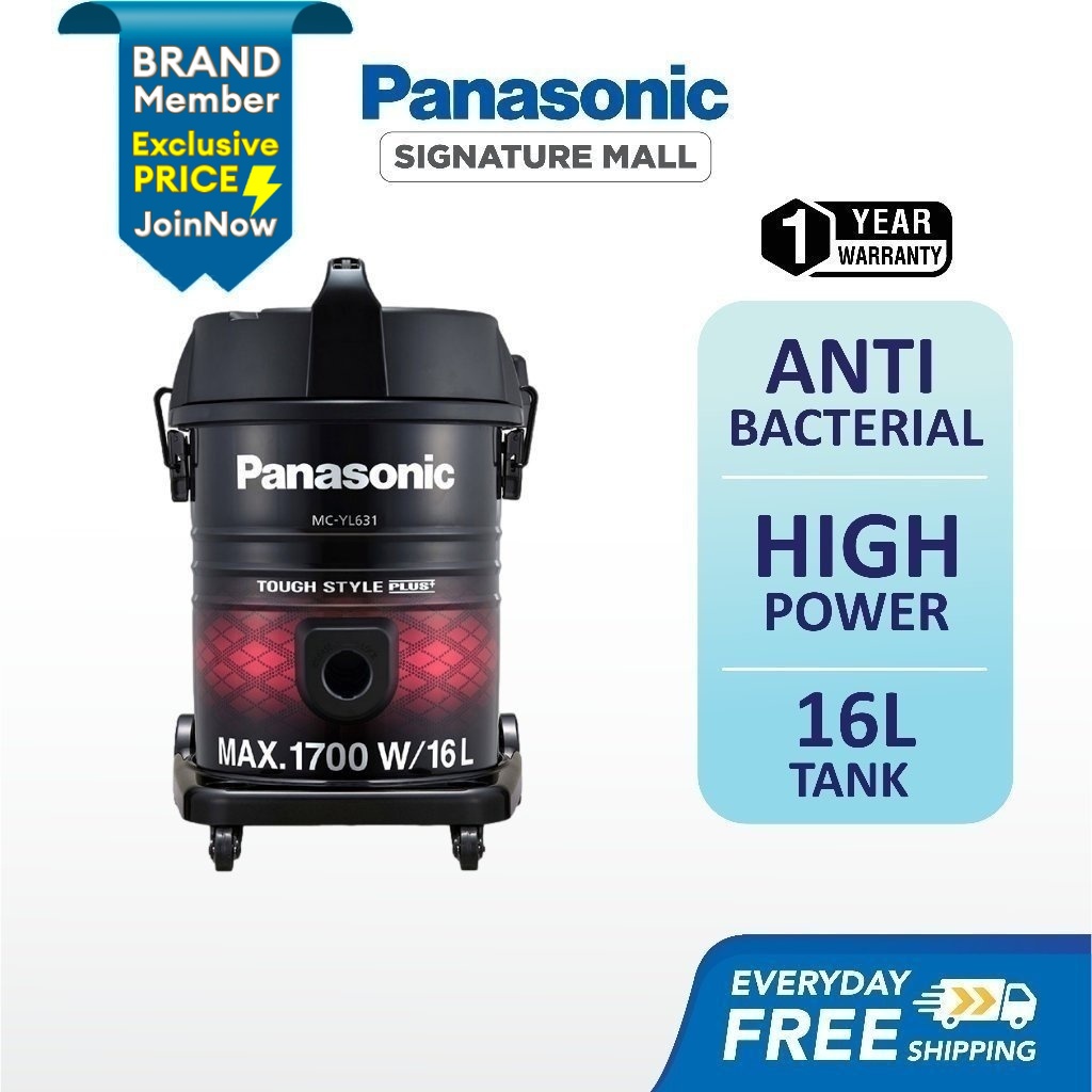 PANASONIC MCYL631 VACUUM CLEANER 1700W MCYL631RV47 16L Capacity Anti Bacterial Filter Metallic