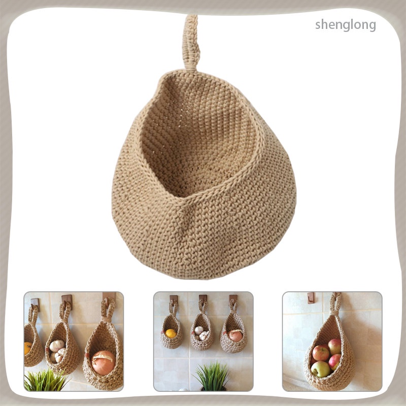 aesthetic kitchen organizer Basket Storage Wall Hanging Fruit Woven