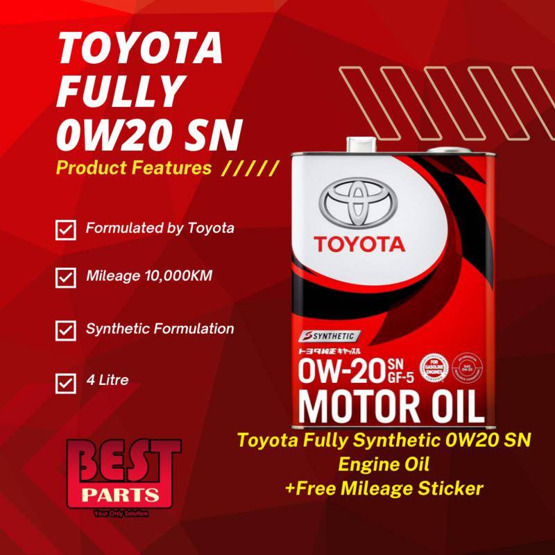 Toyota Genuine Engine Oil 4Litre 0W-20 0W20 4L (With Oil Filter) Fully ...