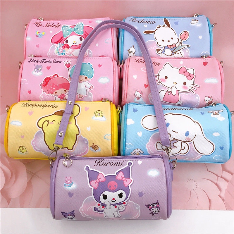 Cartoon Cartoon Pu Waterproof Cylindrical Crossbody Bag Cloud Kurumi 