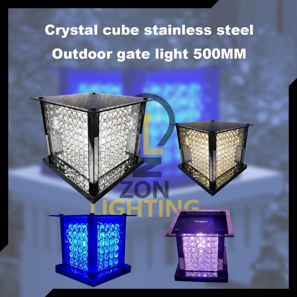 Stainless steel Crystal cube outdoor weatherproof gate light gate lamp