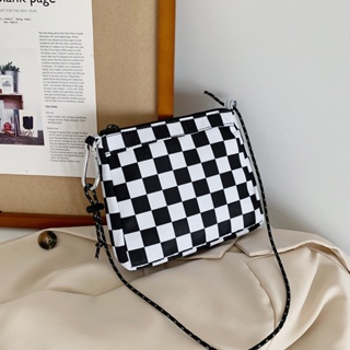 Mini Plaid Pattern Lock Buckle Small Square Bag, Vintage Fashion Shoulder &  Crossbody Bag