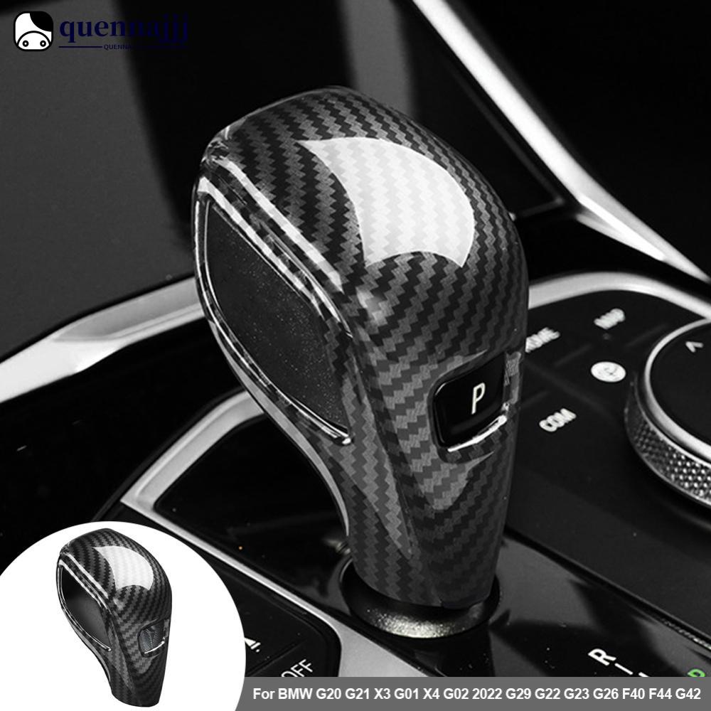 QUENNA 4Pcs/Set Car Carbon Fiber Gear Shift Knob Cover Trim Styling