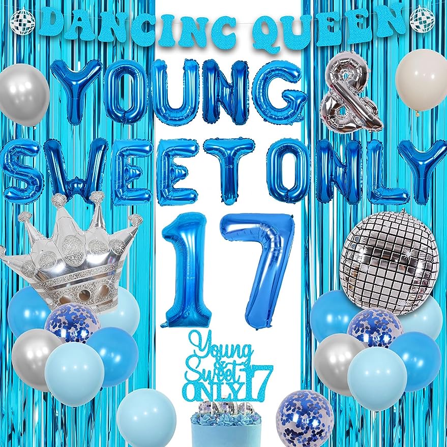 JOYMEMO Dancing Queen 17th Birthday Party Decorations for Girls Young