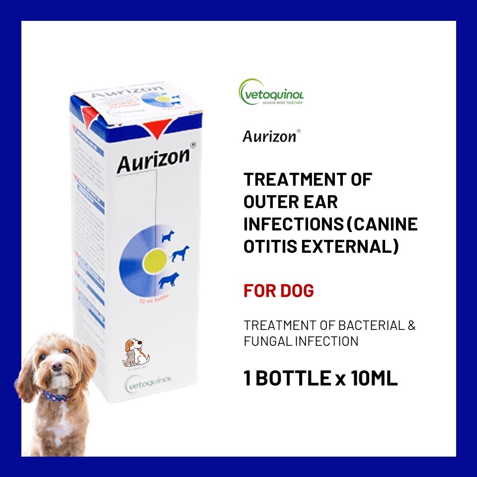 AURIZON Ear Drops Treatment of Otitis Externa in Dogs (1 bottle x 10 ml