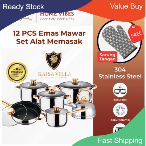 12pcs Cooking Pot Cookware Non Stick Stainless Steel Cookware Set