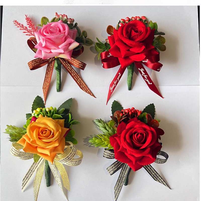 Artificial Flower Boutonniere Pin Corsage with Magnet for Wedding ...