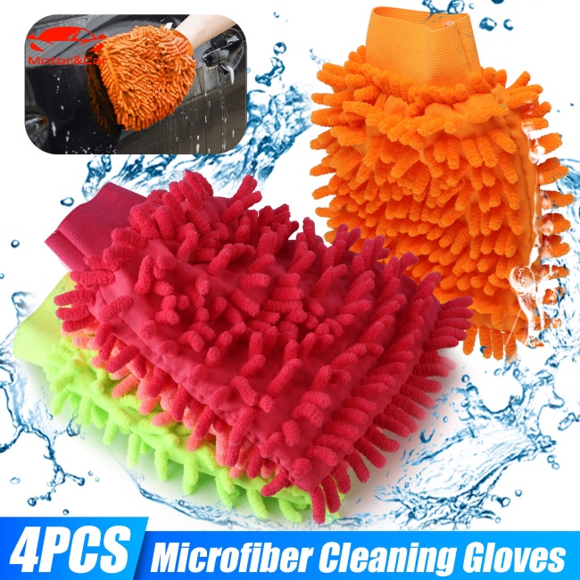 jianting 4 Pack Car Wash Mitt Microfiber Chenille Premium ScratchFree