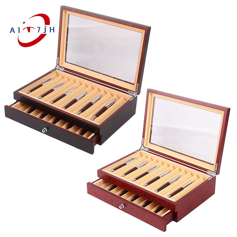 1 PCS 23 Slots Wooden Pen Storage Case Luxury 2 Layer Pen Display