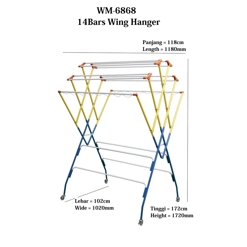 Wing Hanger WM-6868=14bars wing hanger/ rak sidai kain/ baju/clothes ...