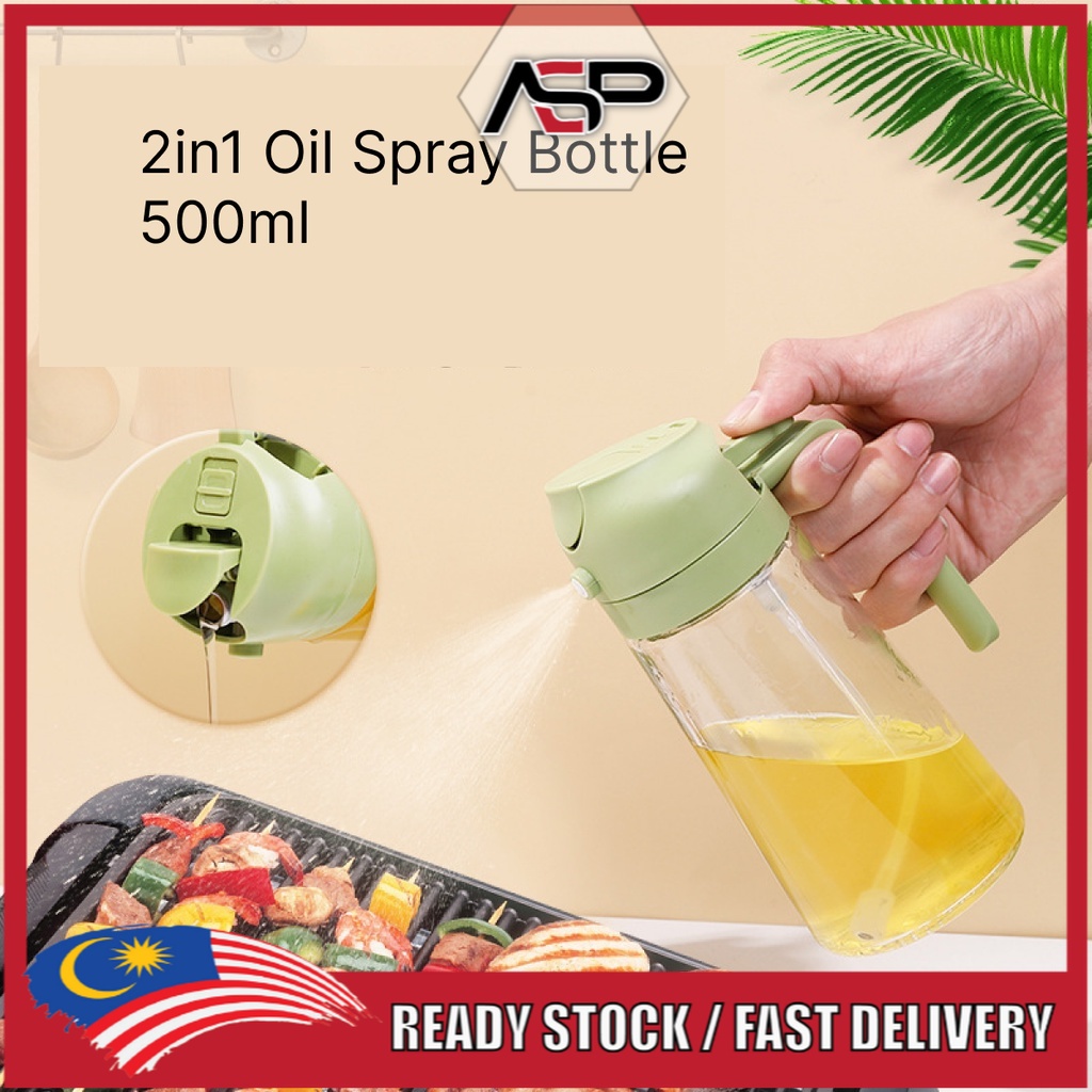 ASPBEST (READY STOCK)2in1 Oil Spray Bottle 500ml Auto Flip Open Glass