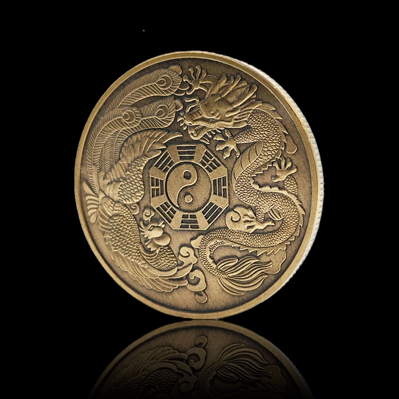Dragon Phoenix Commemorative Spin Coin Tai Chi Eight Diagrams spin Coin ...