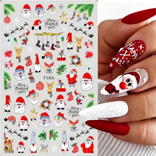 2023 Winter Christmas Nail Design 3D Snowflake Bird Leaf New Year Slider Nail  Stickers Colorful Decals Decoration GLF797-801