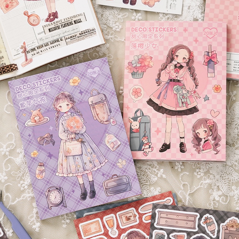 Journamm 20sheets Kawaii Girl Stickers Book DIY Scrapbooking Collage ...