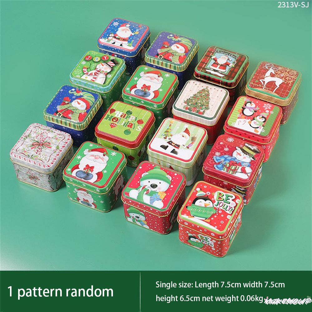 Iron Cans Christmas Candy Storage Durable Square Candy Box Gift
