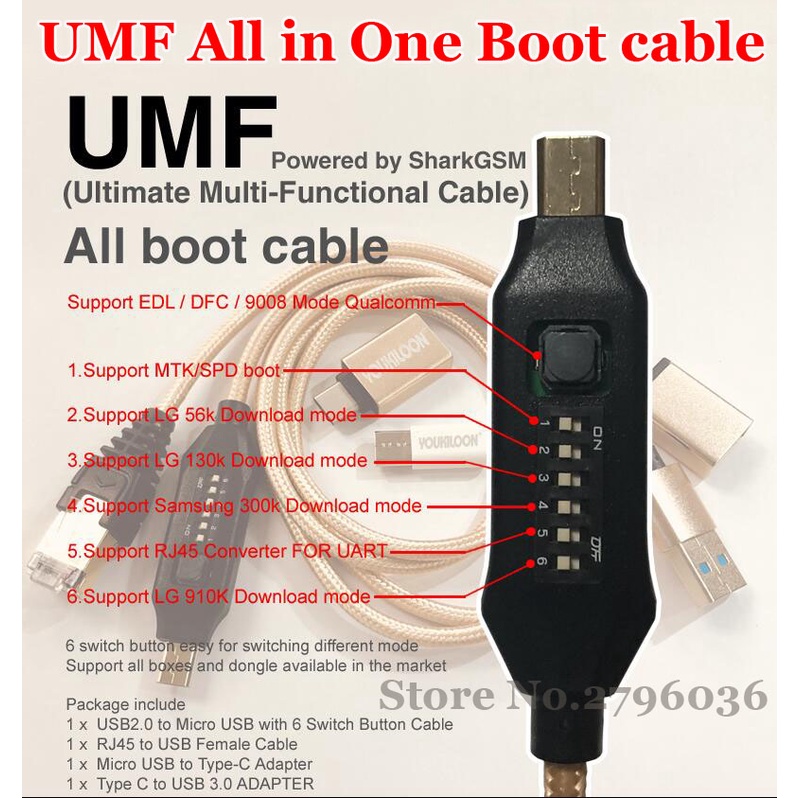 Umf /all in one Cable for edl /dfc for 9800 model For qualcomm/mtk/spd ...