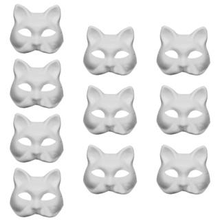 Unpainted Blank White Paper Pulp Cat Masks Masquerade Party