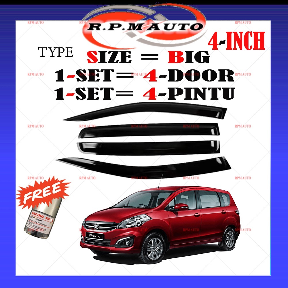 (4 PCS) Air Press Ertiga Window Tingkap kereta Door Visor Mugen Move Small Tingkap Kereta Kening