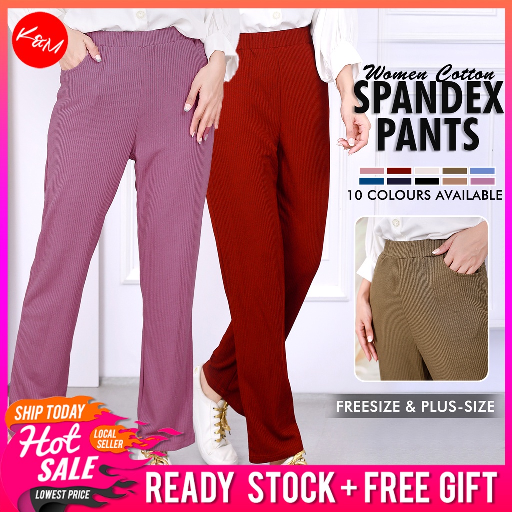 KM Women Casual High Waist Cotton Spandex Pants [P20872]