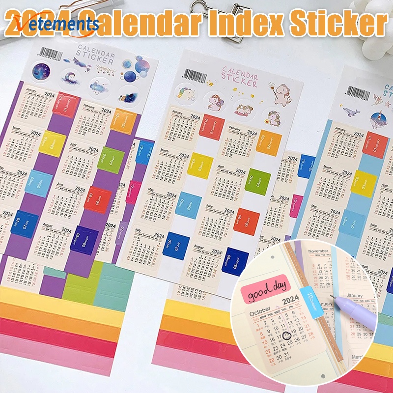 School Stationery Calendar Index Sticker/ 20242025 Yearly Monthly