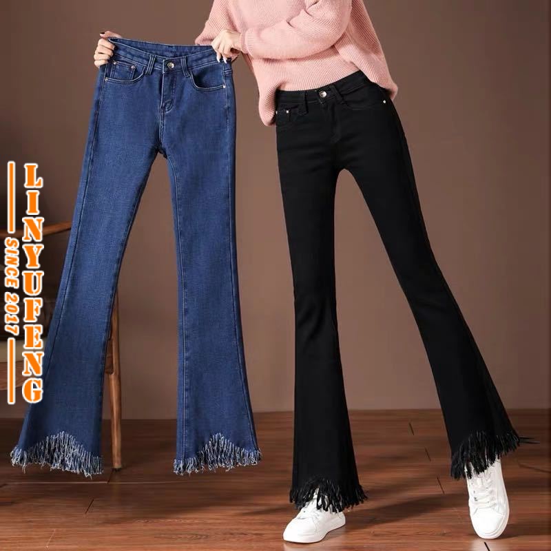 🌈Free Shipping Bootcut Seluar Jeans Perempuan Casual High Waist Pants ...