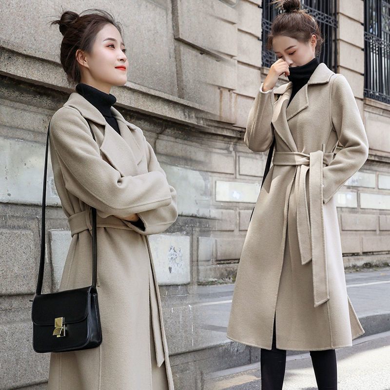 Autumn Winter New Style Korean Woolen Coat Women Thickened Large Size Loose Mid Length Ladies Woolen Coat Shopee Malaysia