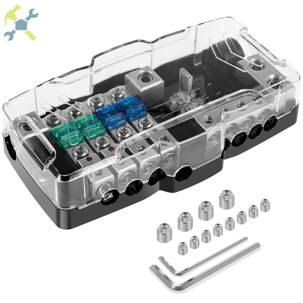 4 Way Power Distribution Block Zinc Alloy Car Audio Fuse Block with 6 ...