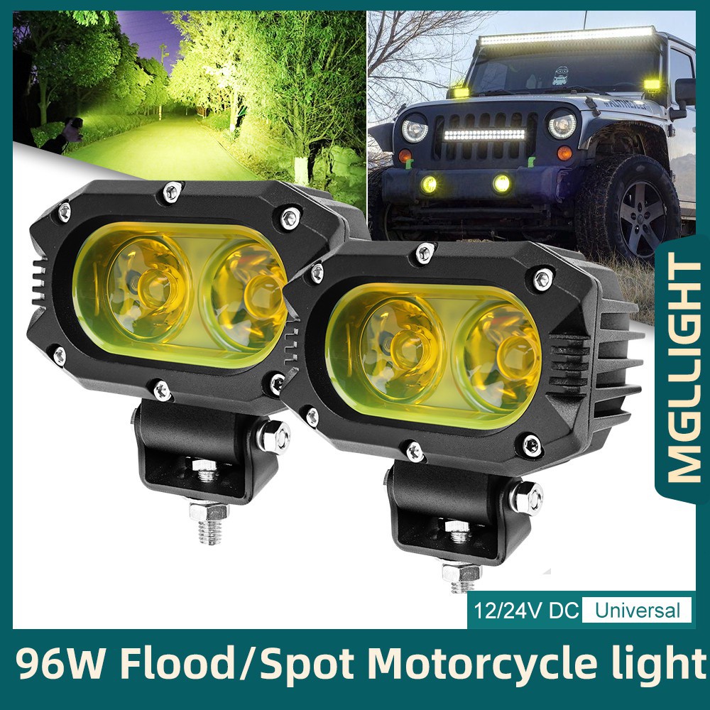 4inch 96W LED Work Light Spot Flood Beam white/yellow lights Offroad
