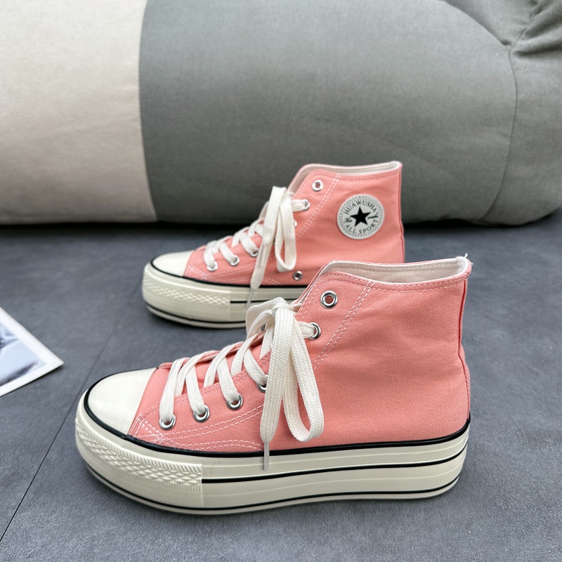Korean Version AllMatch Pink Red Blue Green HighTop Canvas Shoes