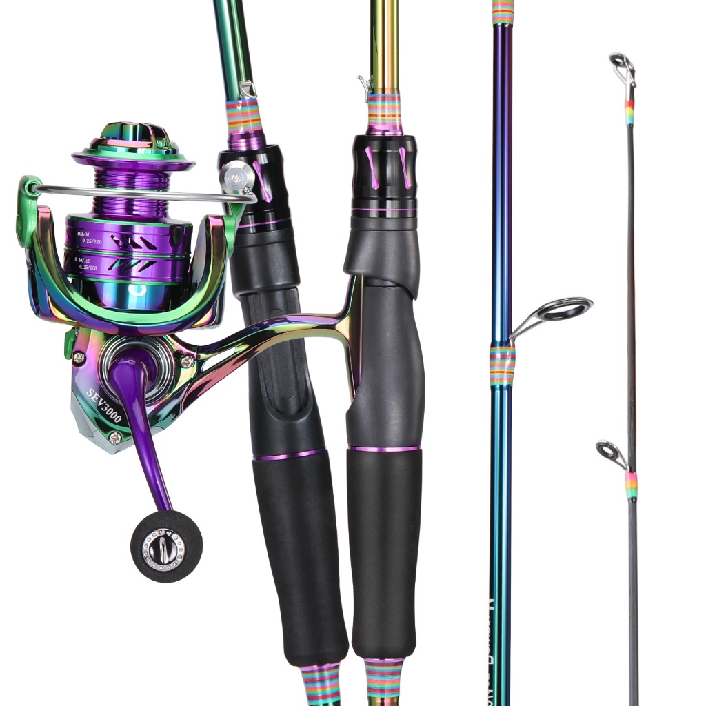 Sougayilang Power Handle Reel Pancing Joran Spinning Set,Carbon Fiber  Ultralight Rod and EVA Handle Fishing Reel Gear Ratio 5.2:1/4.7:1 1000-5000  Max Pull 10KG Fishing Set 1.8M Spinning set 1000