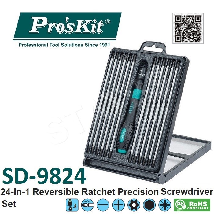 Pro'sKit SD-9824 24-In-1 Reversible Ratchet Precision Screwdriver Set ...