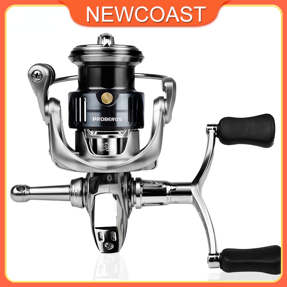 Porberos Reel Spinning Double Handle with Reel Stand Metal Spool 1500 ...